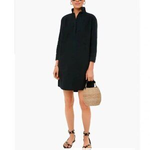 Tuckernuck Pomander Place Polly Dress Size M Black Cotton Minimalist 3/4 Sleeve